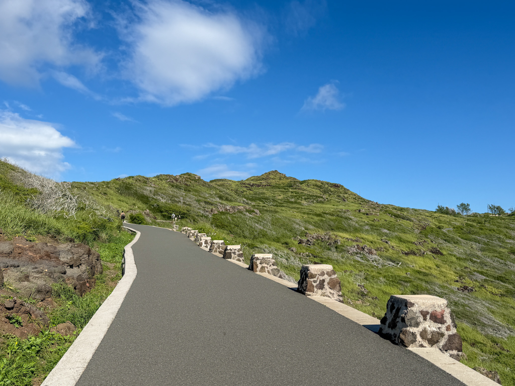 Paved walking path leading up the Makapuʻu Lighthouse Trail on Oahu’s east side