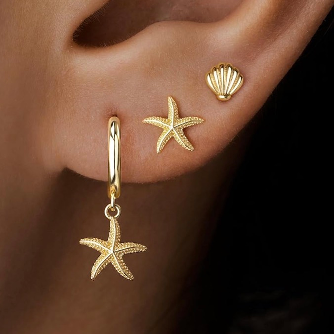 Starfish and shell earrings
