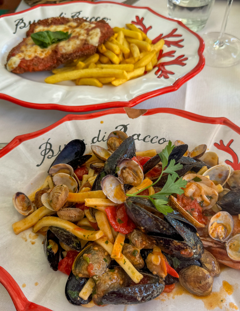 Seafood pasta at Buca di Bacco in Positano