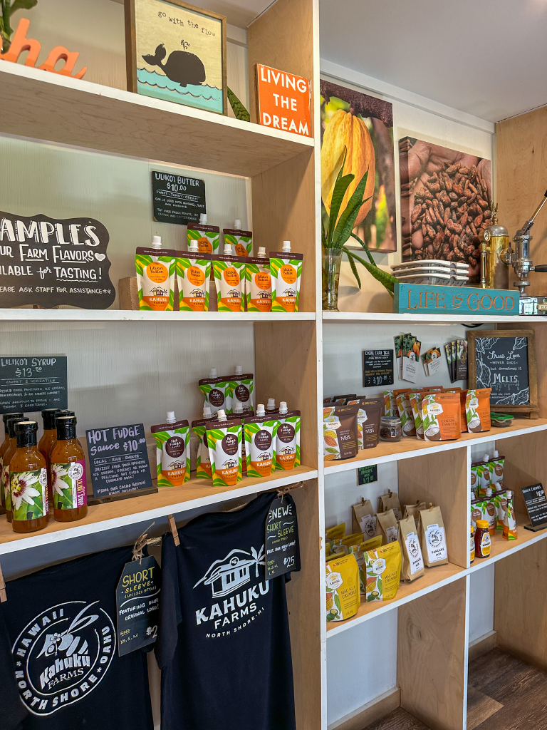 inside the farm shop at Kahuku Farms on Oahu’s North Shore