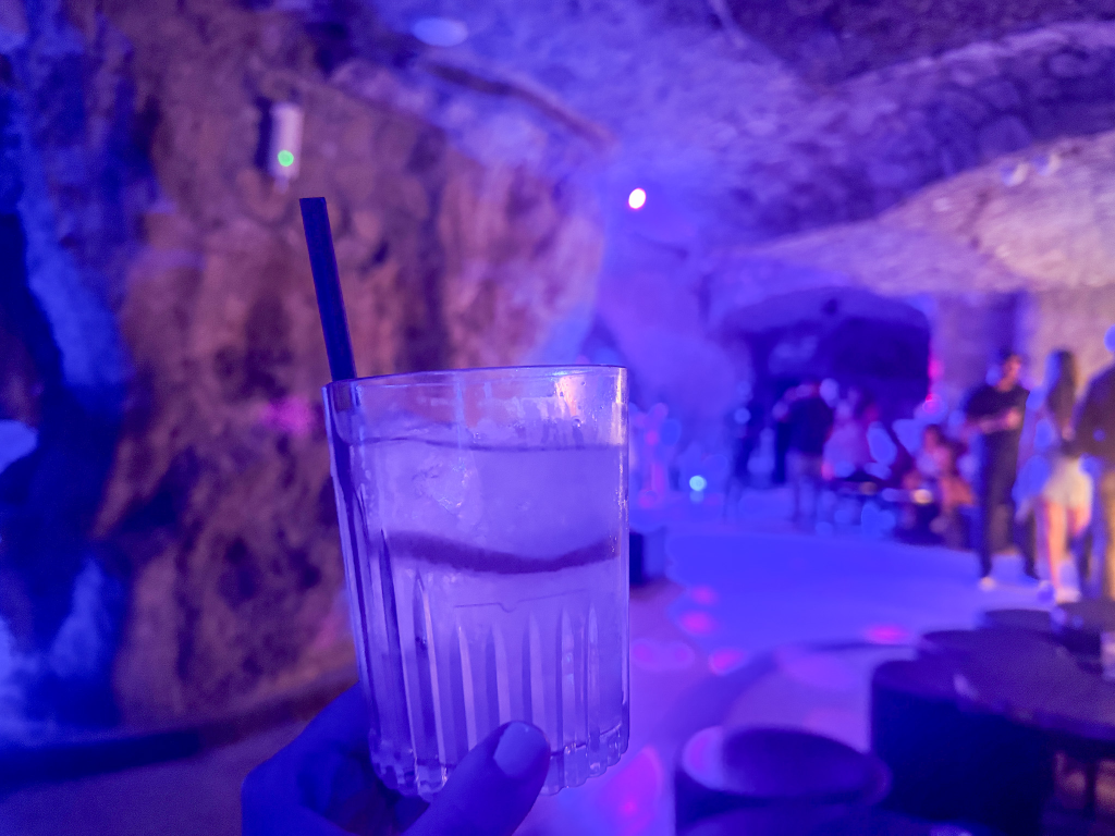 Cocktail inside Music on the Rocks nightclub in Positano