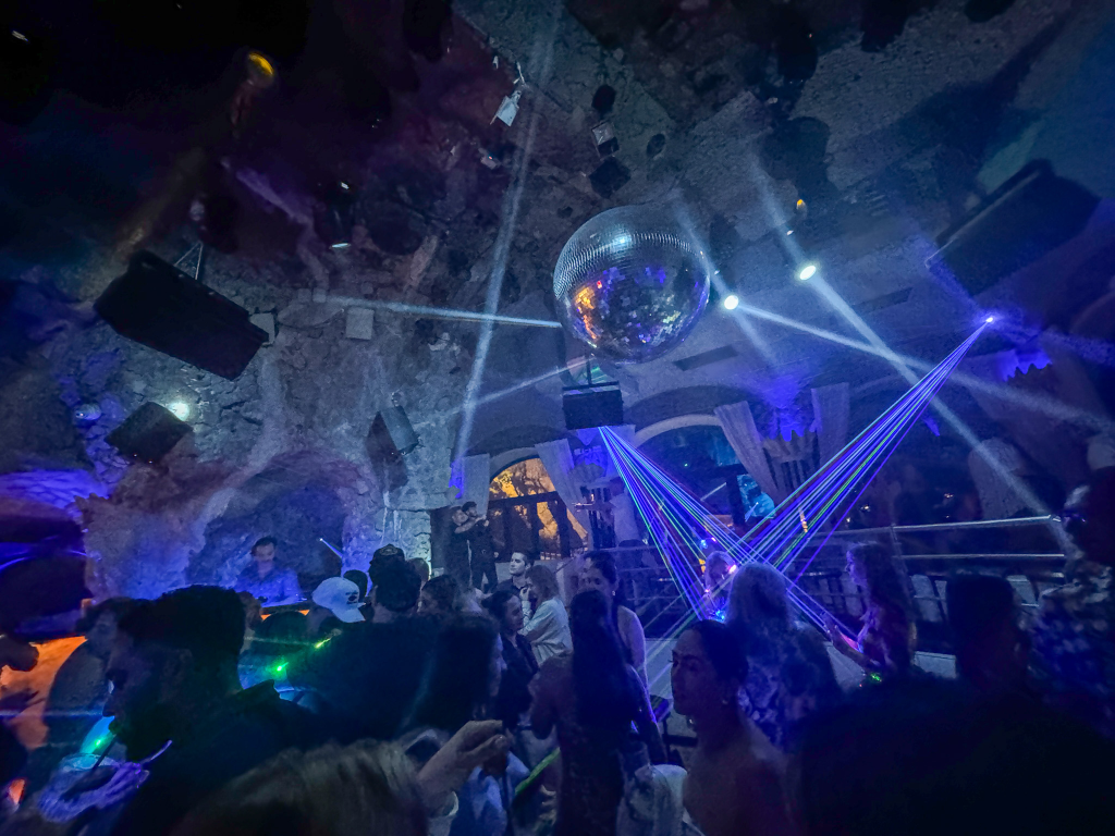 Dancing at Music on the Rocks nightclub in Positano