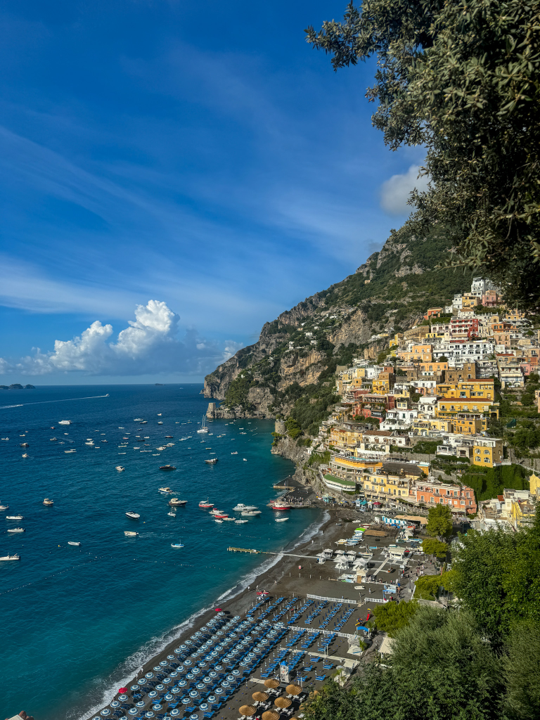 Sunset view over Positano from Via Cristoforo Colombo